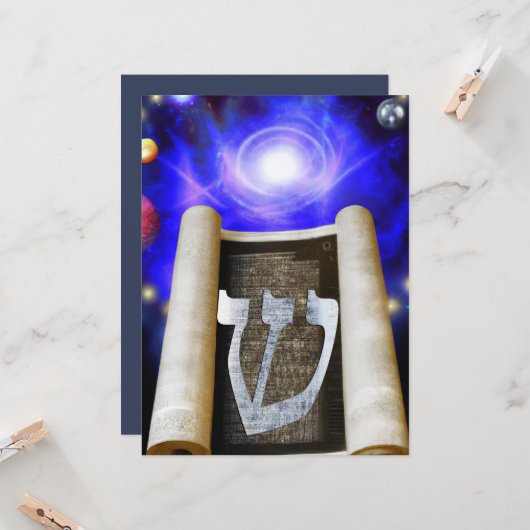 Hebreeuws Alphabet Invitation Kaart (Voorkant / Achterkant in situ)