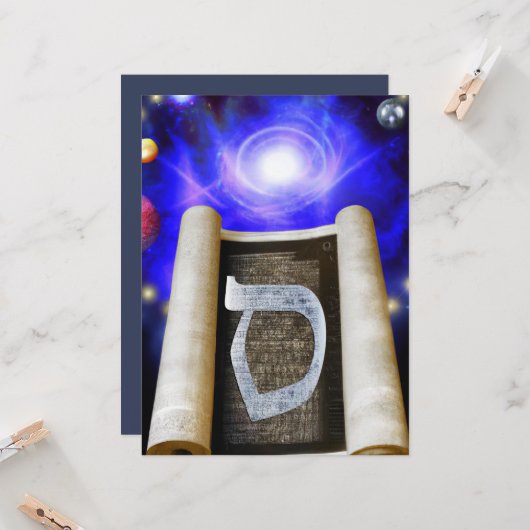 Hebreeuws Alphabet Invitation Kaart (Voorkant / Achterkant in situ)