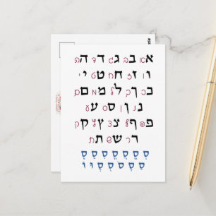 Hebreeuws Alphabet met Nikkud Jewish Education Col Briefkaart