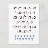 Hebreeuws Alphabet met Nikkud Jewish Education Col Briefkaart (Voorkant)