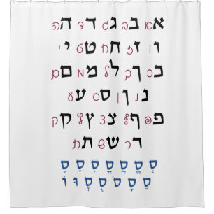 Hebreeuws Alphabet met Nikkud Jewish Education Col Douchegordijn