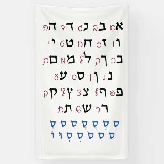 Hebreeuws Alphabet met Nikkud Jewish Education Col Spandoek (Verticaal)