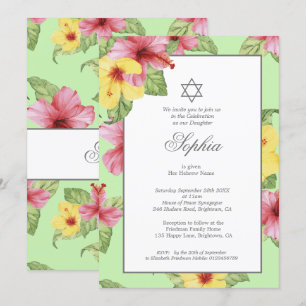 Hebreeuws Baby Naming Jewish Tropical Green Floral Kaart