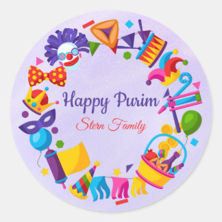Hebreeuws Custom Kleurrijke Happy Purim Ronde Sticker