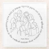 Hebreeuws: Feminisme is de Radicaal... Joodse femi Glazen Onderzetter (Voorkant)