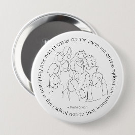 Hebreeuws: Feminisme is de Radicaal... Joodse femi Ronde Button 4,0 Cm