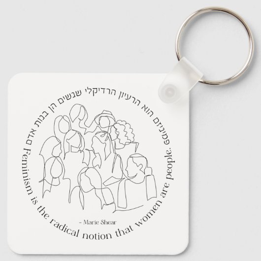 Hebreeuws: Feminisme is de Radicaal... Joodse femi Sleutelhanger (Achterkant)