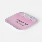 Hebreeuws Happy Purim Cute Pink Glitter Papieren Bordje (Gebogen)