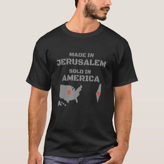 Hebreeuws Israëliet gemaakt in Jeruzalem verkocht T-shirt (Voorkant)