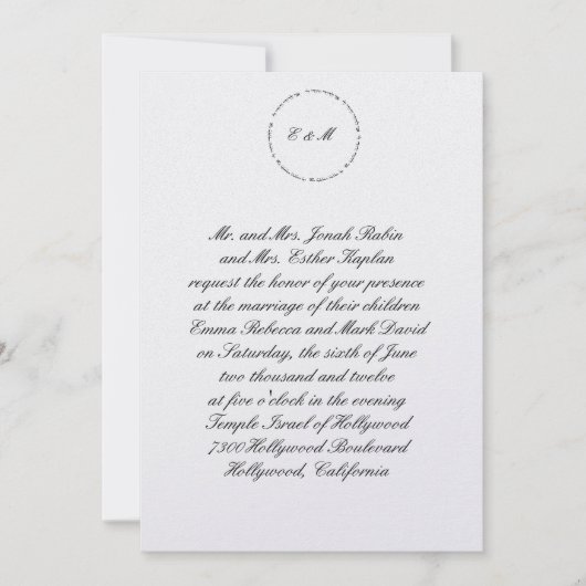 Hebreeuws Joodse Wedding Invitation Ani L'Dodi Met Kaart (Voorkant)