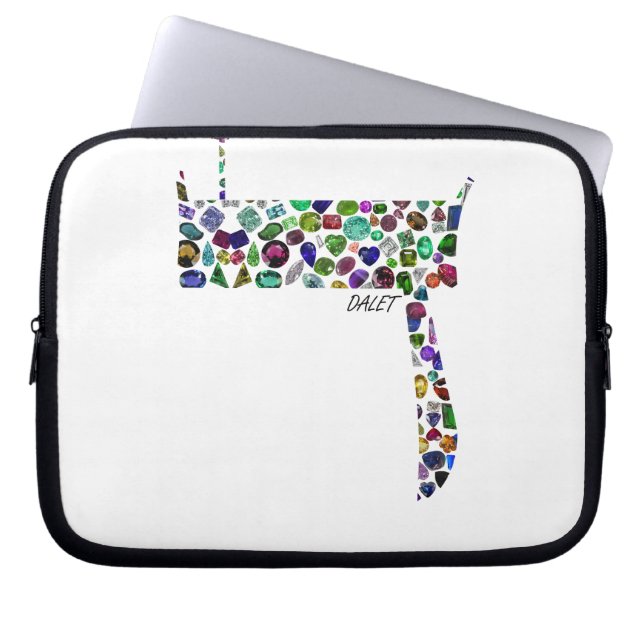 Hebreeuws Letter DALET gemaakt met Gemstenen Laptop Sleeve (Voorkant)