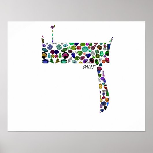 Hebreeuws Letter DALET gemaakt met Gemstenen Poster (Voorkant)