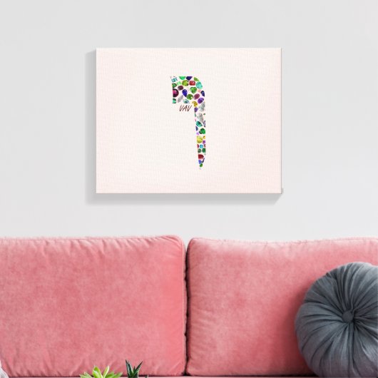 Hebreeuws Letter VAV gemaakt met Gemstenen Canvas Afdruk (Insitu (Woonkamer))