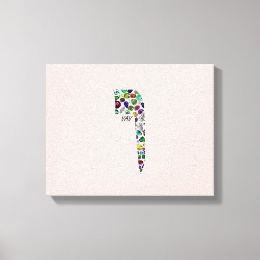Hebreeuws Letter VAV gemaakt met Gemstenen Canvas Afdruk (Voorkant)
