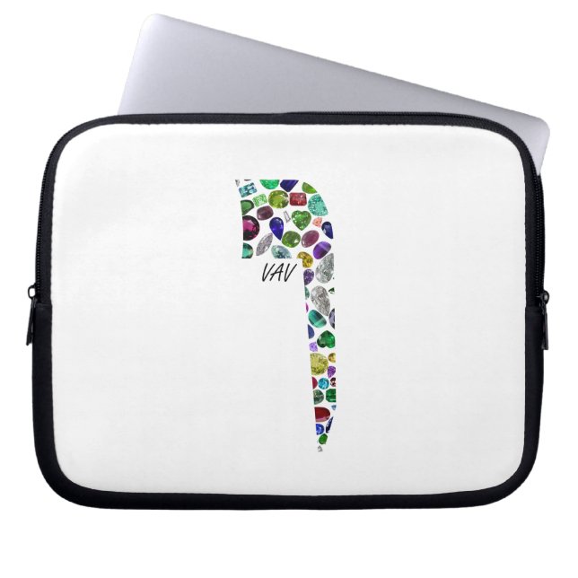 Hebreeuws Letter VAV gemaakt met Gemstenen Laptop Sleeve (Voorkant)