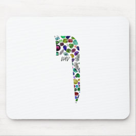 Hebreeuws Letter VAV gemaakt met Gemstenen Muismat