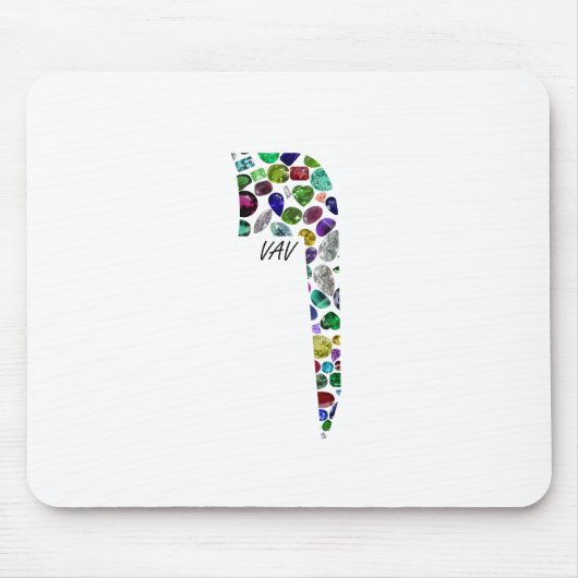 Hebreeuws Letter VAV gemaakt met Gemstenen Muismat (Voorkant)