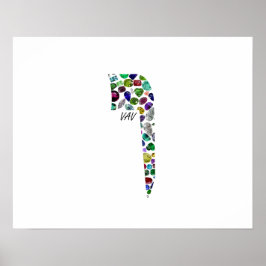 Hebreeuws Letter VAV gemaakt met Gemstenen Poster
