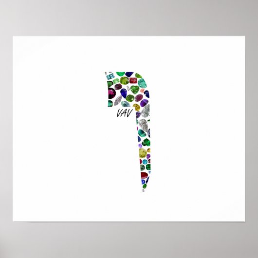 Hebreeuws Letter VAV gemaakt met Gemstenen Poster (Voorkant)