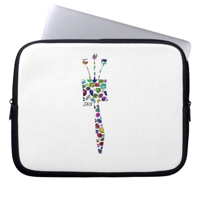 Hebreeuws Letter ZAIN met Gemstenen Laptop Sleeve (Voorkant)