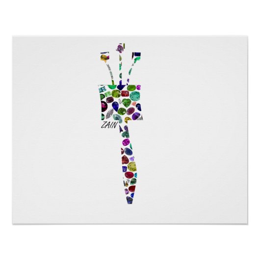 Hebreeuws Letter ZAIN met Gemstenen Perfect Poster (Voorkant)