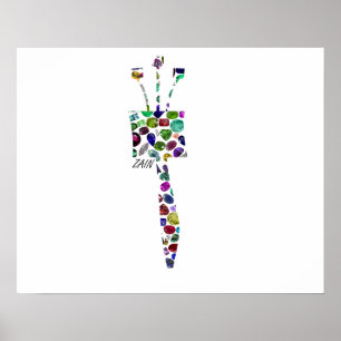 Hebreeuws Letter ZAIN met Gemstenen Poster