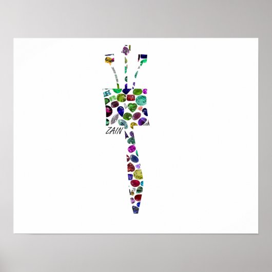 Hebreeuws Letter ZAIN met Gemstenen Poster (Voorkant)