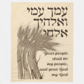 Hebreeuws Megillat Ruth Quote - Boek van Ruth Shav Fleece Deken (Voorkant)