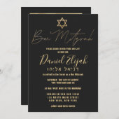 Hebreeuws Modern Eenvoudig Gouden Zwarte Ster Bar Kaart (Voorkant / Achterkant)