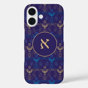 Hebreeuws Monogram Chanoeka Gepersonaliseerde Chan iPhone 16 Hoesje