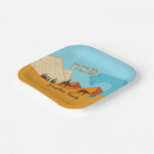 Hebreeuws Pesach Passover Gold en Blue Matzah Papieren Bordje (Gebogen)