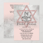 Hebreeuws Roze Goud Roze Zilveren Ster Bar Mitswa Kaart (Voorkant / Achterkant)