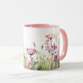  Hebreeuws + Script naam Floral Waterverf Mok (Voorkant rechts)