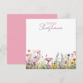 Hebreeuws + Script naam Floral Waterverf Notitiekaartje (Voorkant / Achterkant)