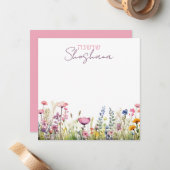  Hebreeuws + Script naam Floral Waterverf Notitiekaartje (Voorkant / Achterkant in situ)