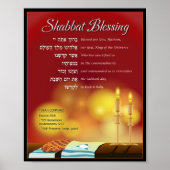 Hebreeuws Shabbat Blessing Poster (Voorkant)