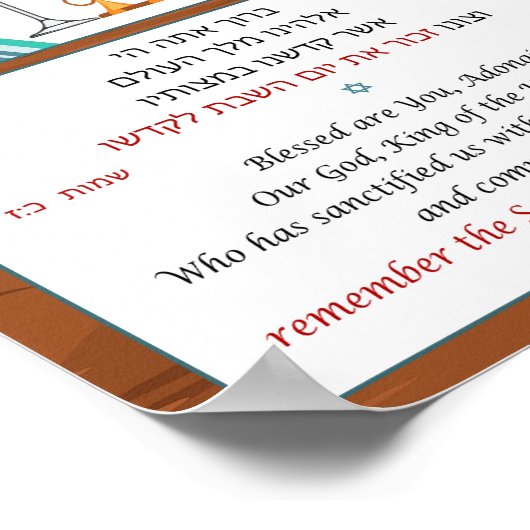 Hebreeuws Shabbat Poster (Hoek)