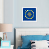 Hebreeuws Shalom Jerusalem Gold op Blauwe Folie Pr Afdrukken (Insitu (Slaapkamer))
