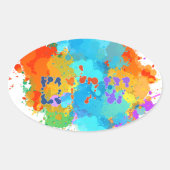 Hebreeuws "Shalom" met de Achtergrond van de Splas Ovale Sticker (Voorkant)