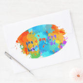 Hebreeuws "Shalom" met de Achtergrond van de Splas Ovale Sticker (Envelop)