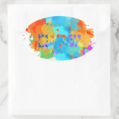 Hebreeuws "Shalom" met de Achtergrond van de Splas Ovale Sticker (Tas)