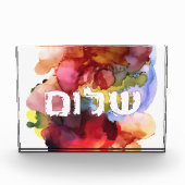 Hebreeuws "Shalom" met Waterverf achtergrond Fotoblokken (Voorkant)