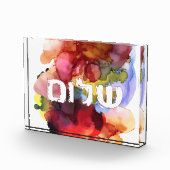 Hebreeuws "Shalom" met Waterverf achtergrond Fotoblokken (Rechts)