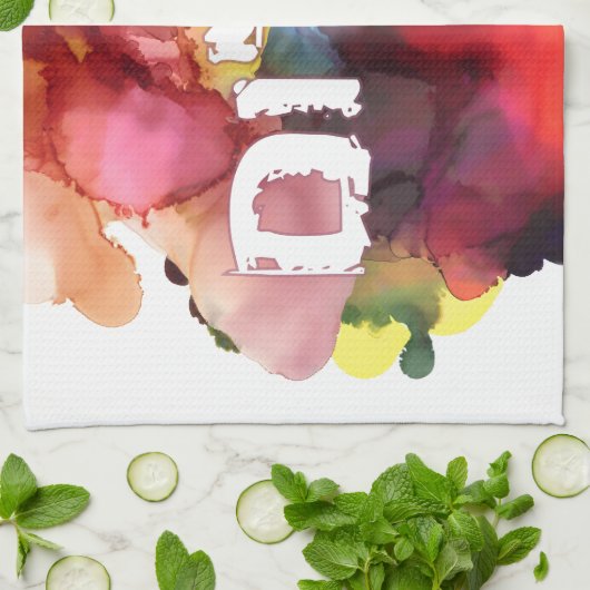 Hebreeuws "Shalom" met Waterverf achtergrond Theedoek (Gevouwen)