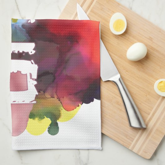 Hebreeuws "Shalom" met Waterverf achtergrond Theedoek (Quarter Fold)