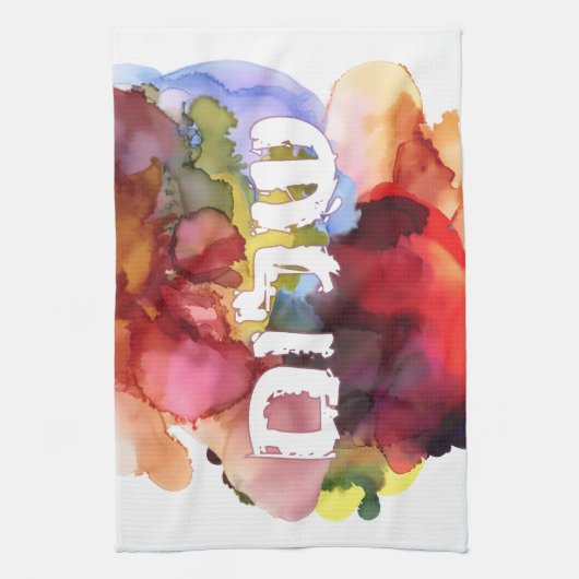 Hebreeuws "Shalom" met Waterverf achtergrond Theedoek (Verticaal)