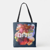 Hebreeuws "Shalom" met Waterverf achtergrond Tote Bag (Achterkant)