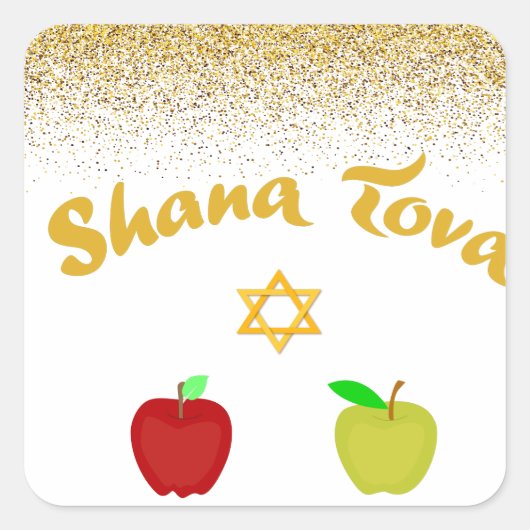 Hebreeuws Shana Tova Star David Vierkante Sticker (Voorkant)
