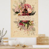Hebreeuws Shema Israel - Joodse gebedden met bloem Poster (Keuken)