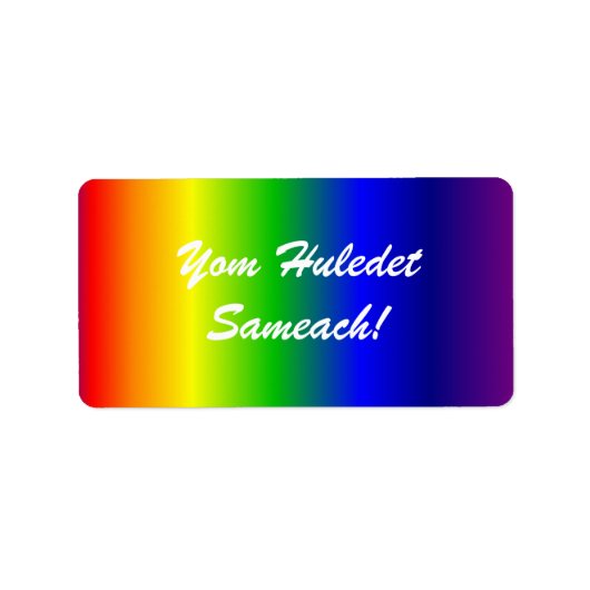 Hebreeuws Verjaardag Regenboog Kleuren Label (Voorkant)